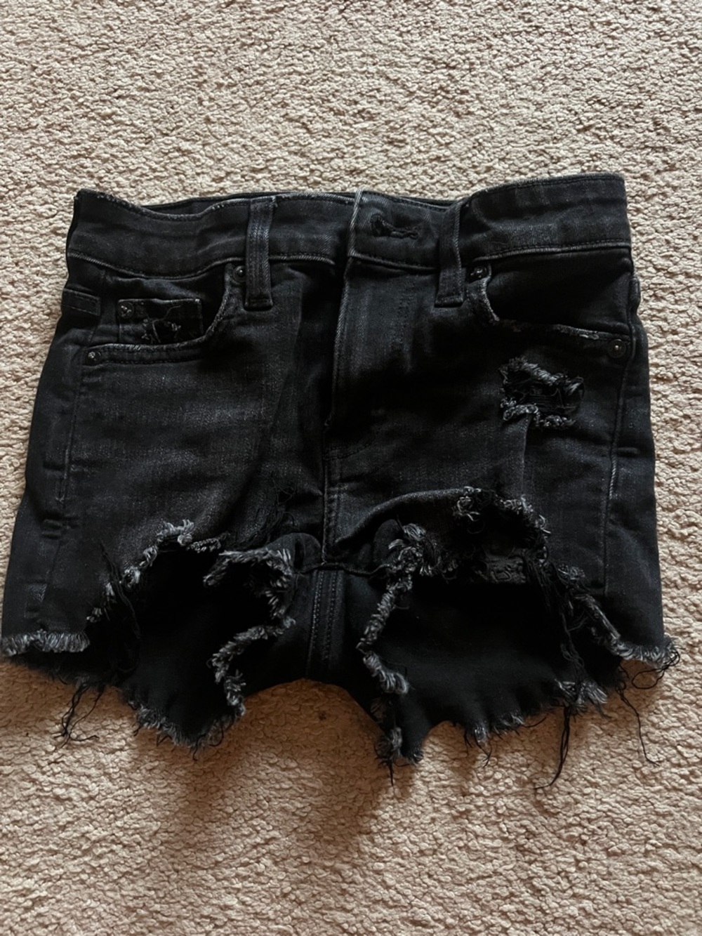 American Eagle Outfitters Black Distressed High-Rise Jean Shorts